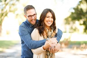 couple hugging outdoors