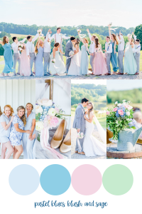 wedding images in spring blues, pinks and greens