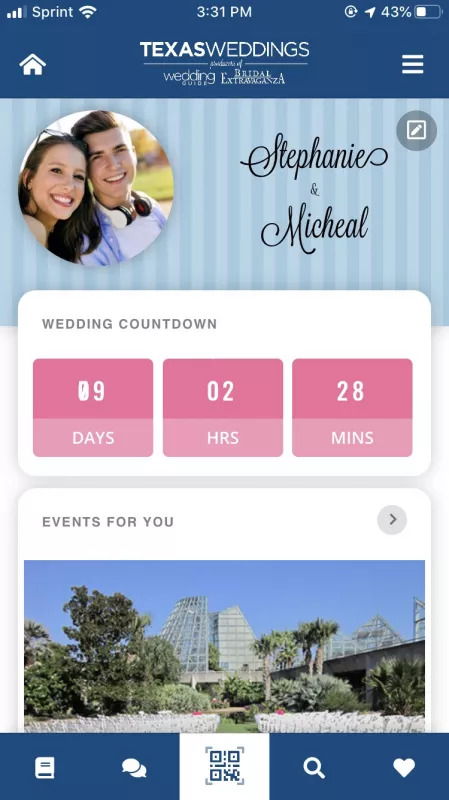 wedding planning app home page