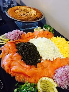 bagels and lox food display