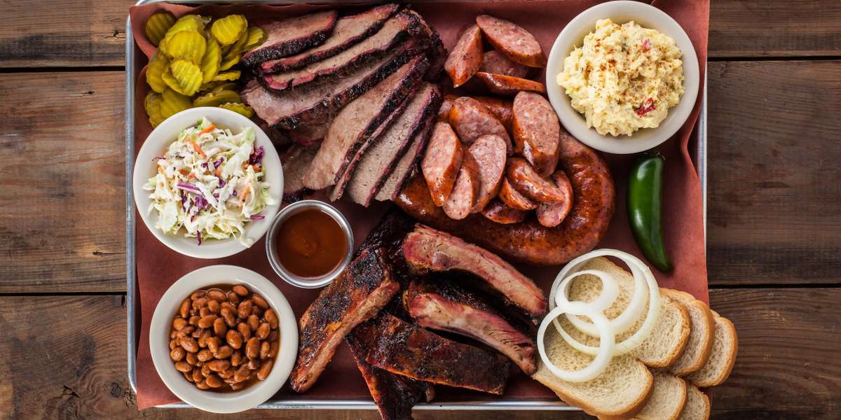 plate of Texas BBQ with sides