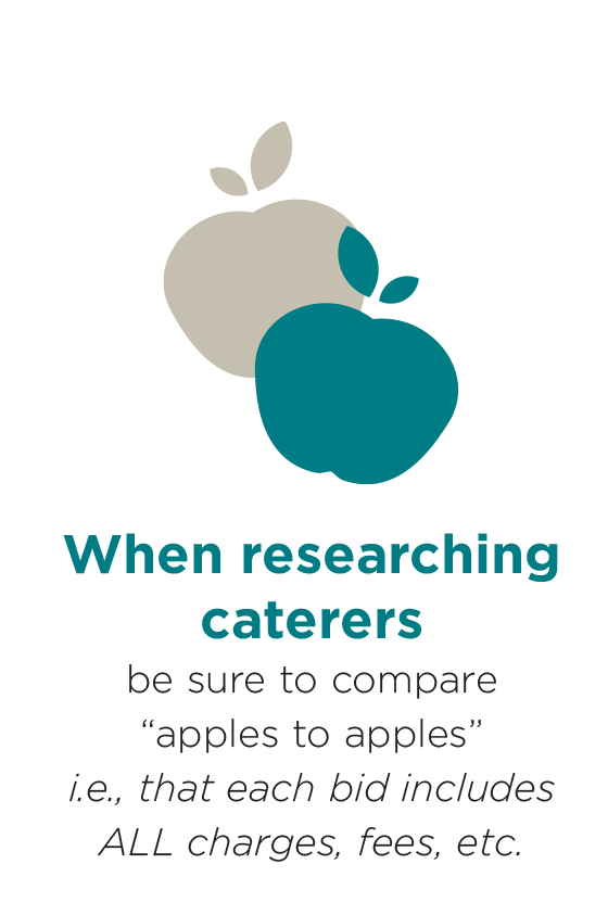 When researching caterers be sure to compare 