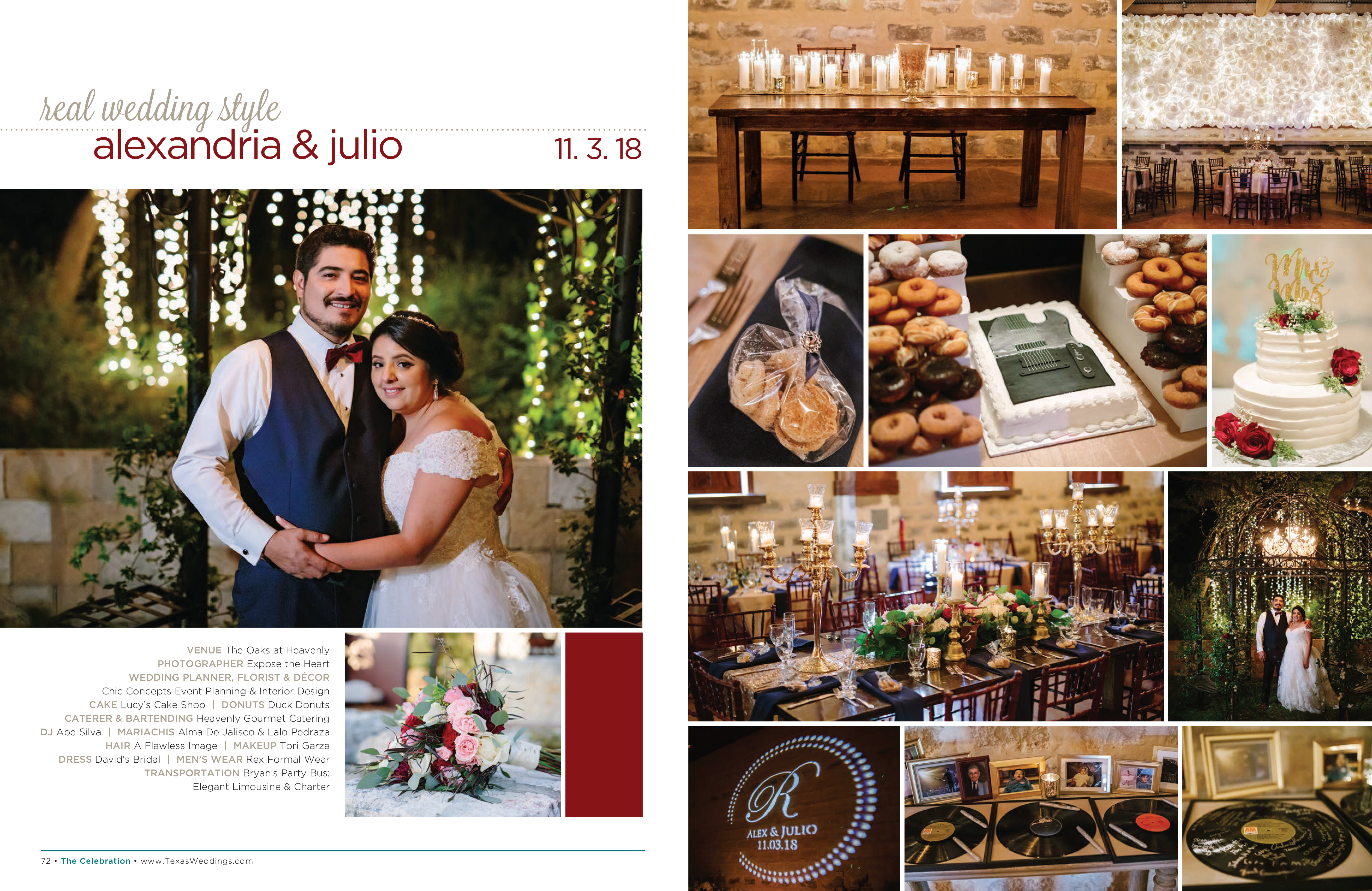 Alexandria & Julio in their Real Wedding Page in the Fall/Winter 2019 Texas Wedding Guide