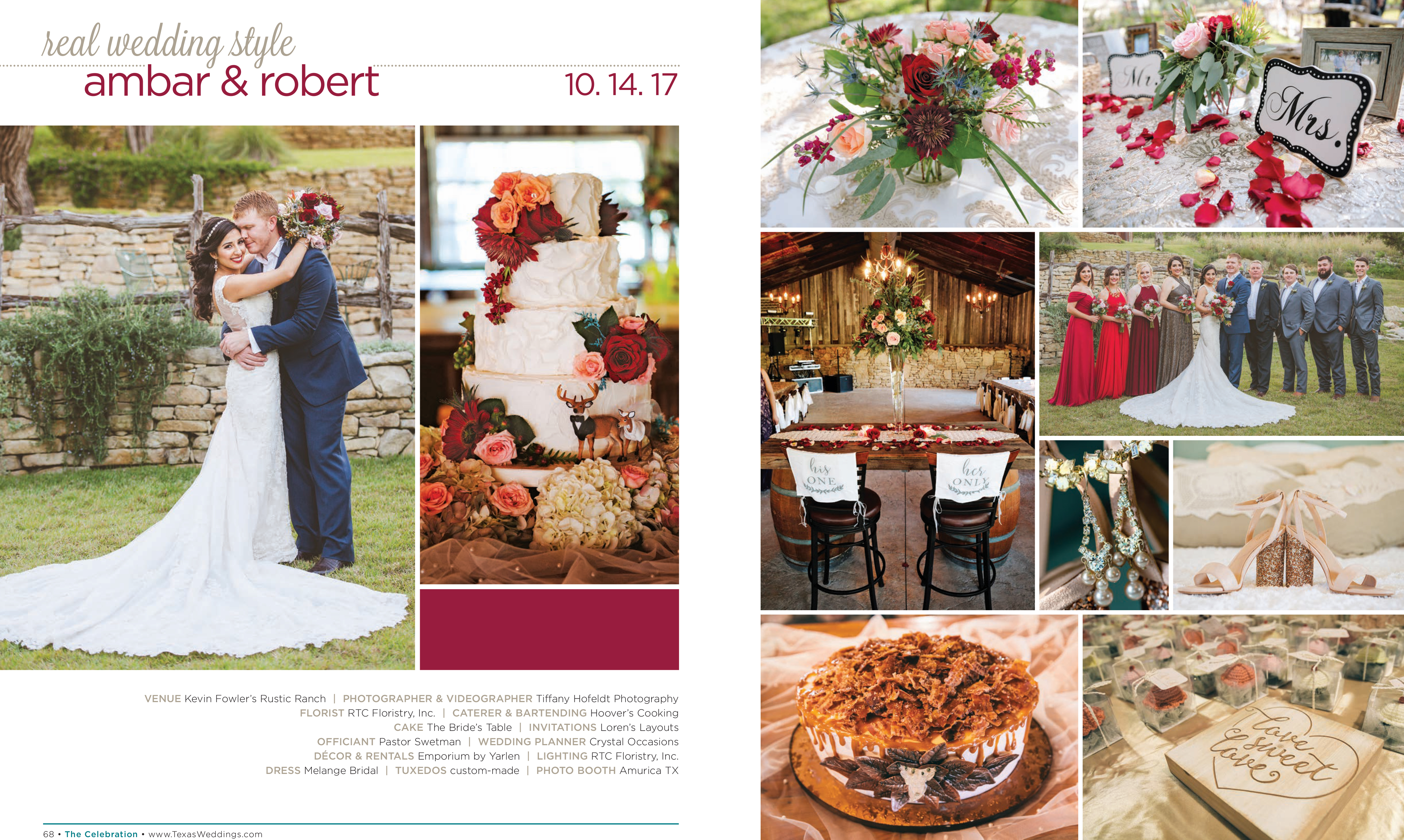 Ambar & Robert in their Real Wedding Page in the Spring/Summer 2019 Texas Wedding Guide