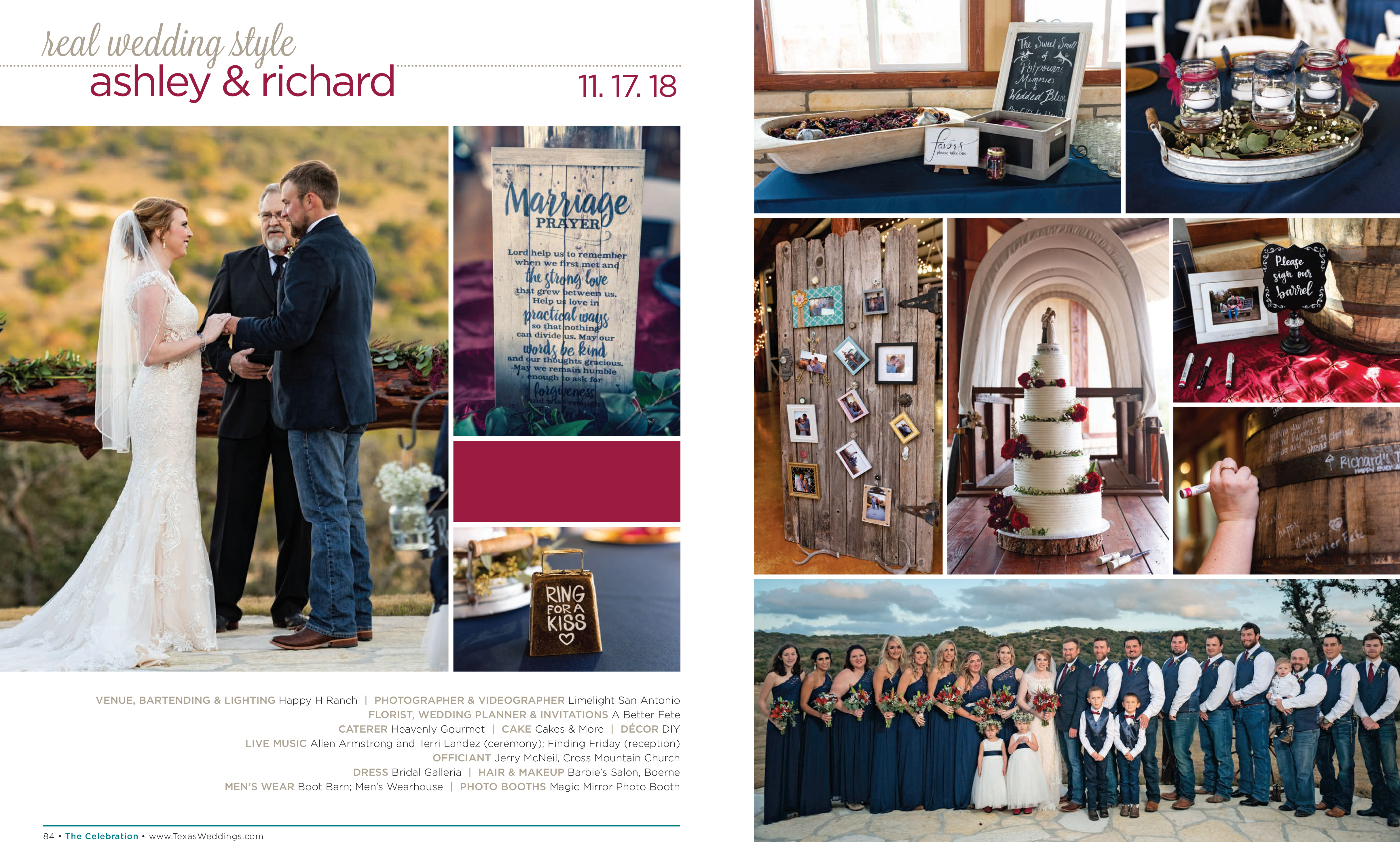 Ashley & Richard in their Real Wedding Page in the Spring/Summer 2019 Texas Wedding Guide