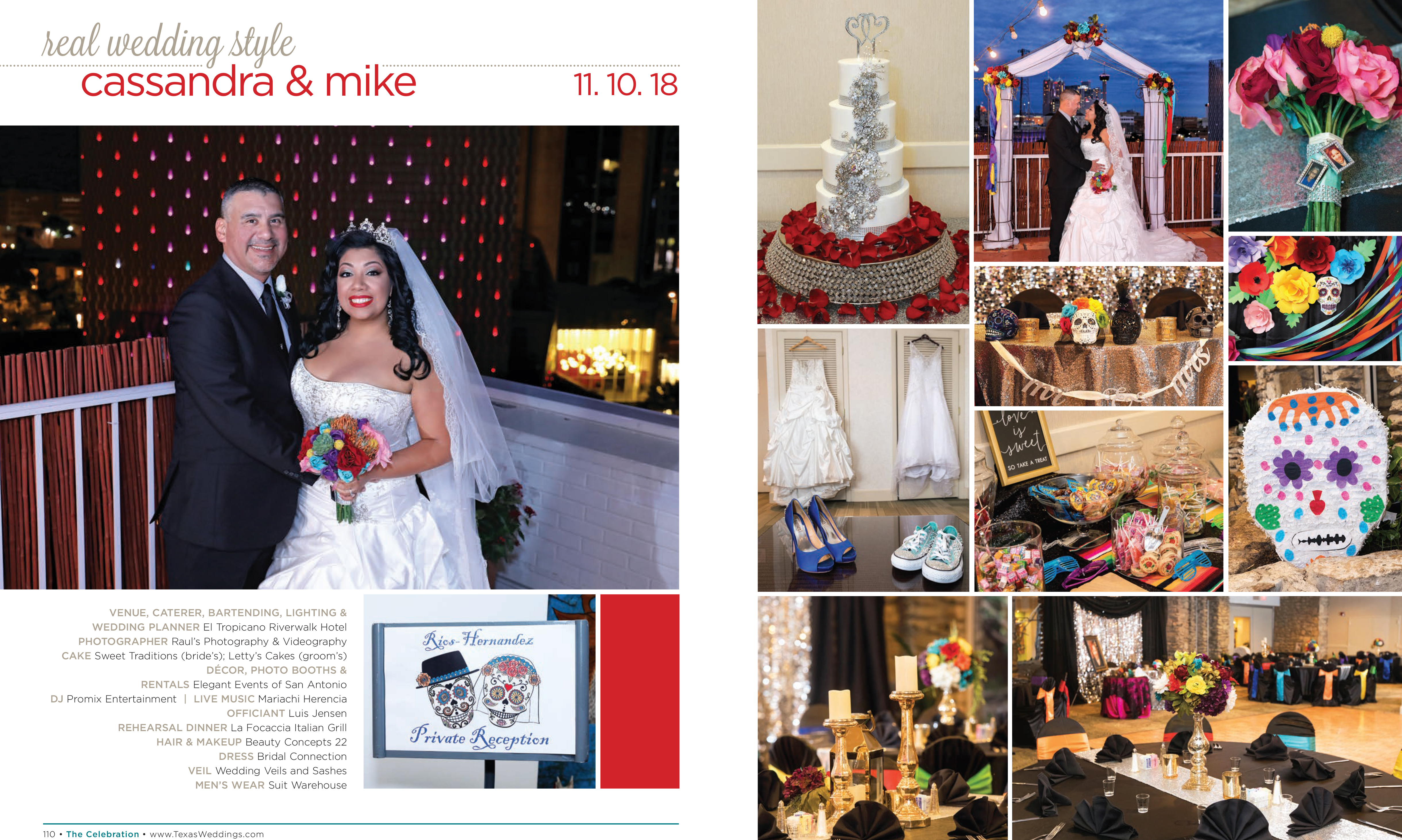 Cassandra & Mike in their Real Wedding Page in the Spring/Summer 2019 Texas Wedding Guide
