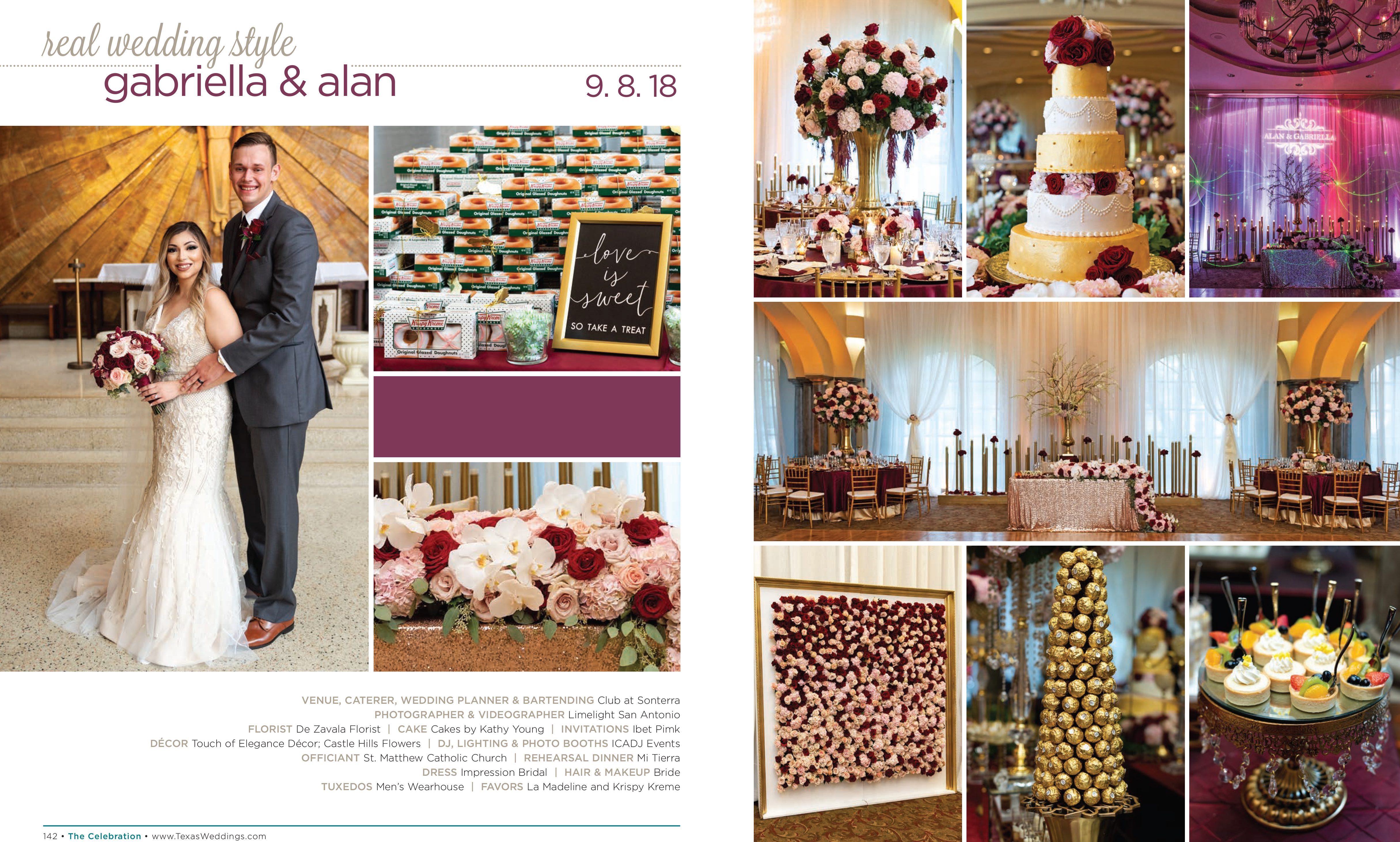 Gabriella & Alan in their Real Wedding Page in the Spring/Summer 2019 Texas Wedding Guide