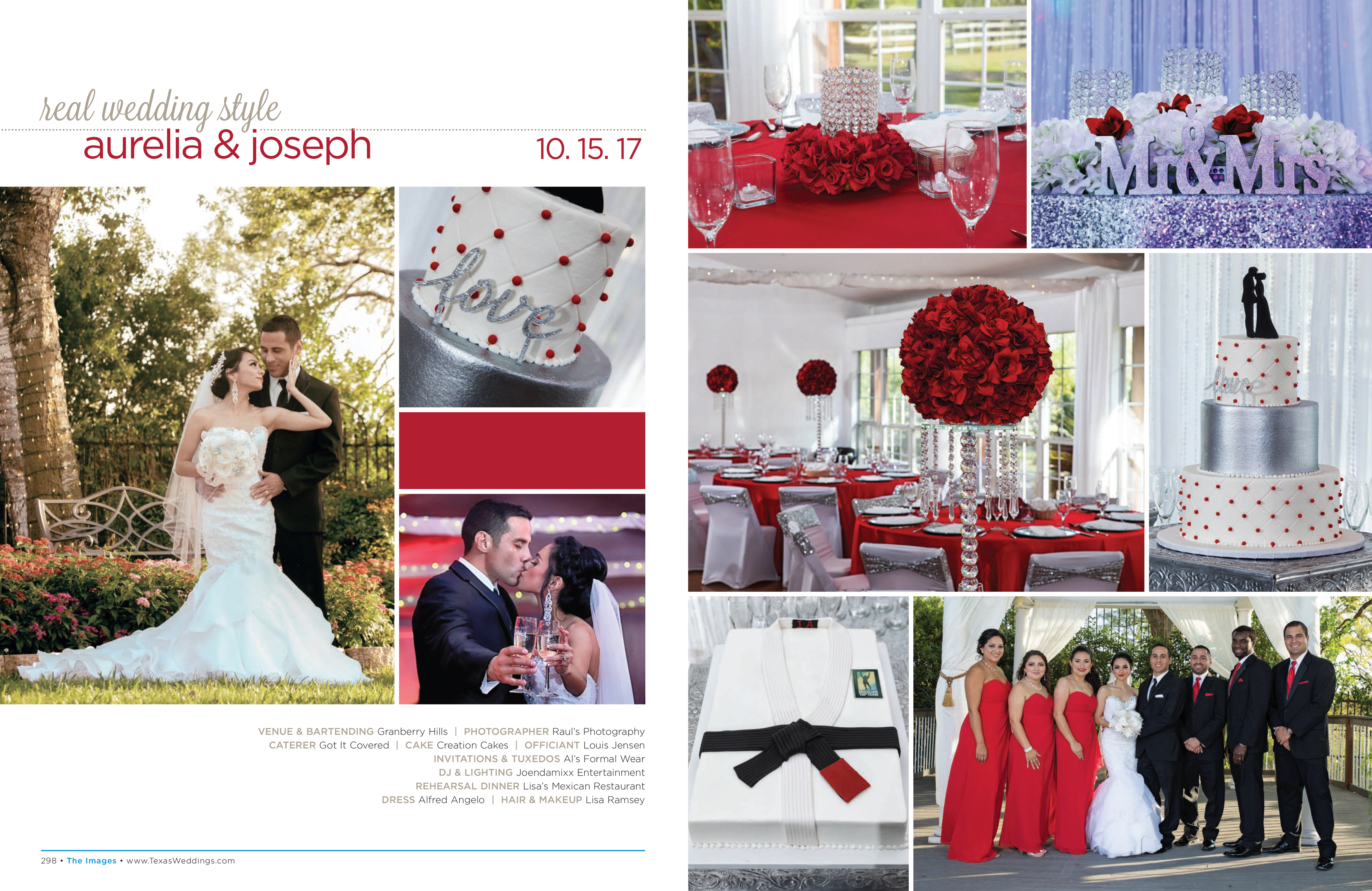 Aurelia & Joseph in their Real Wedding Page in the Spring/Summer 2018 Texas Wedding Guide
