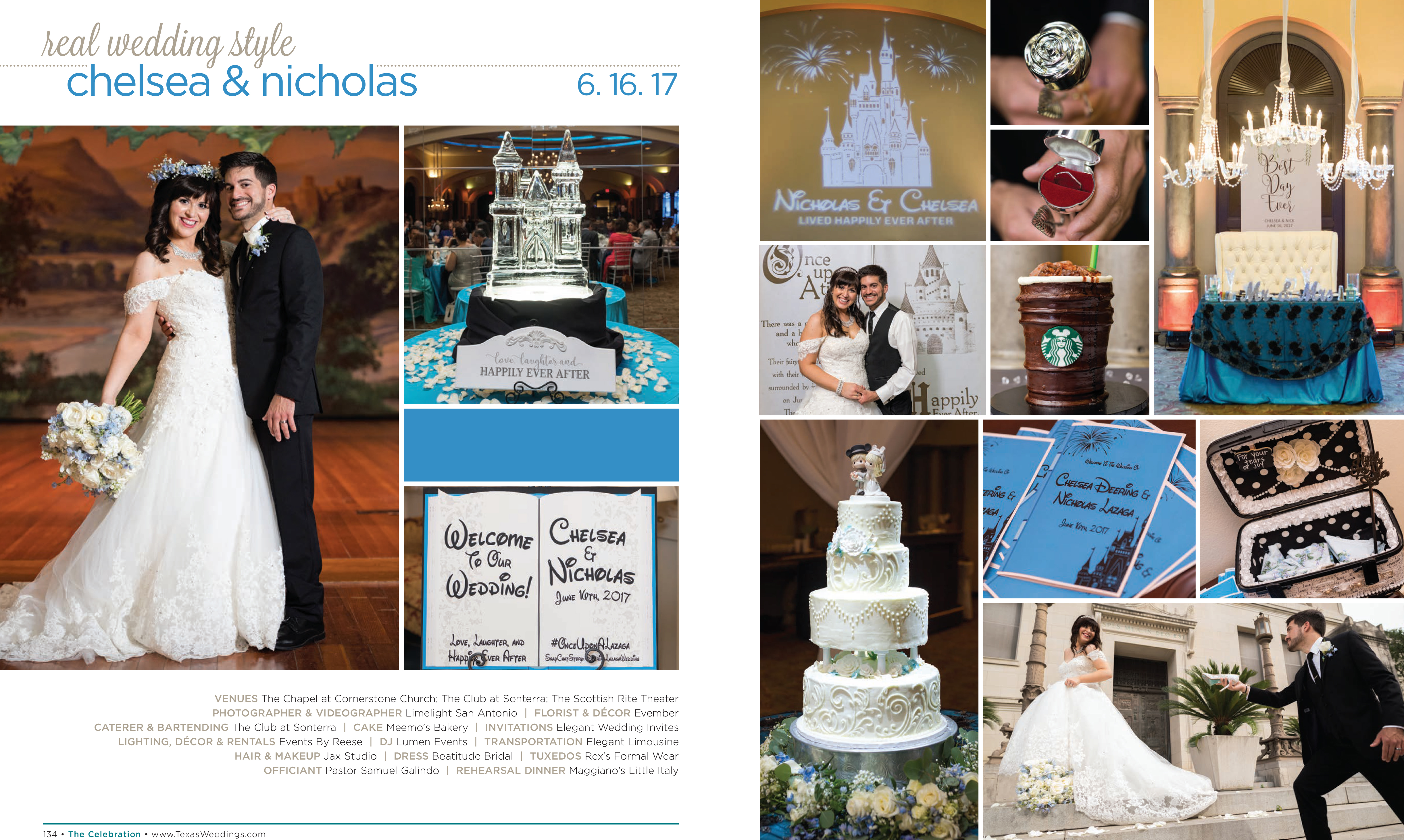 Chelsea & Nicholas in their Real Wedding Page in the Fall/Winter 2017 Texas Wedding Guide