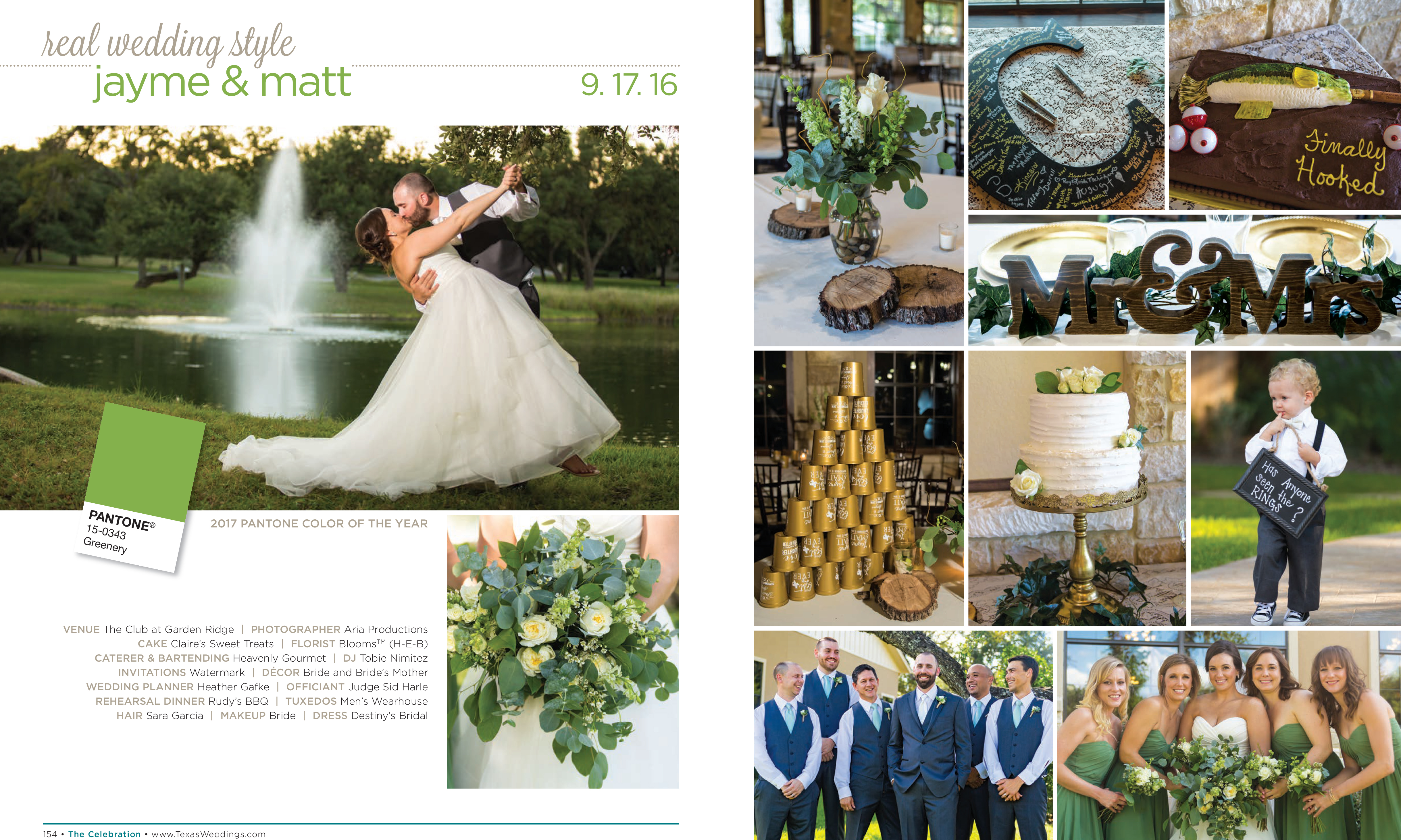Jayme & Matt in their Real Wedding Page in the Spring/Summer 2017 Texas Wedding Guide