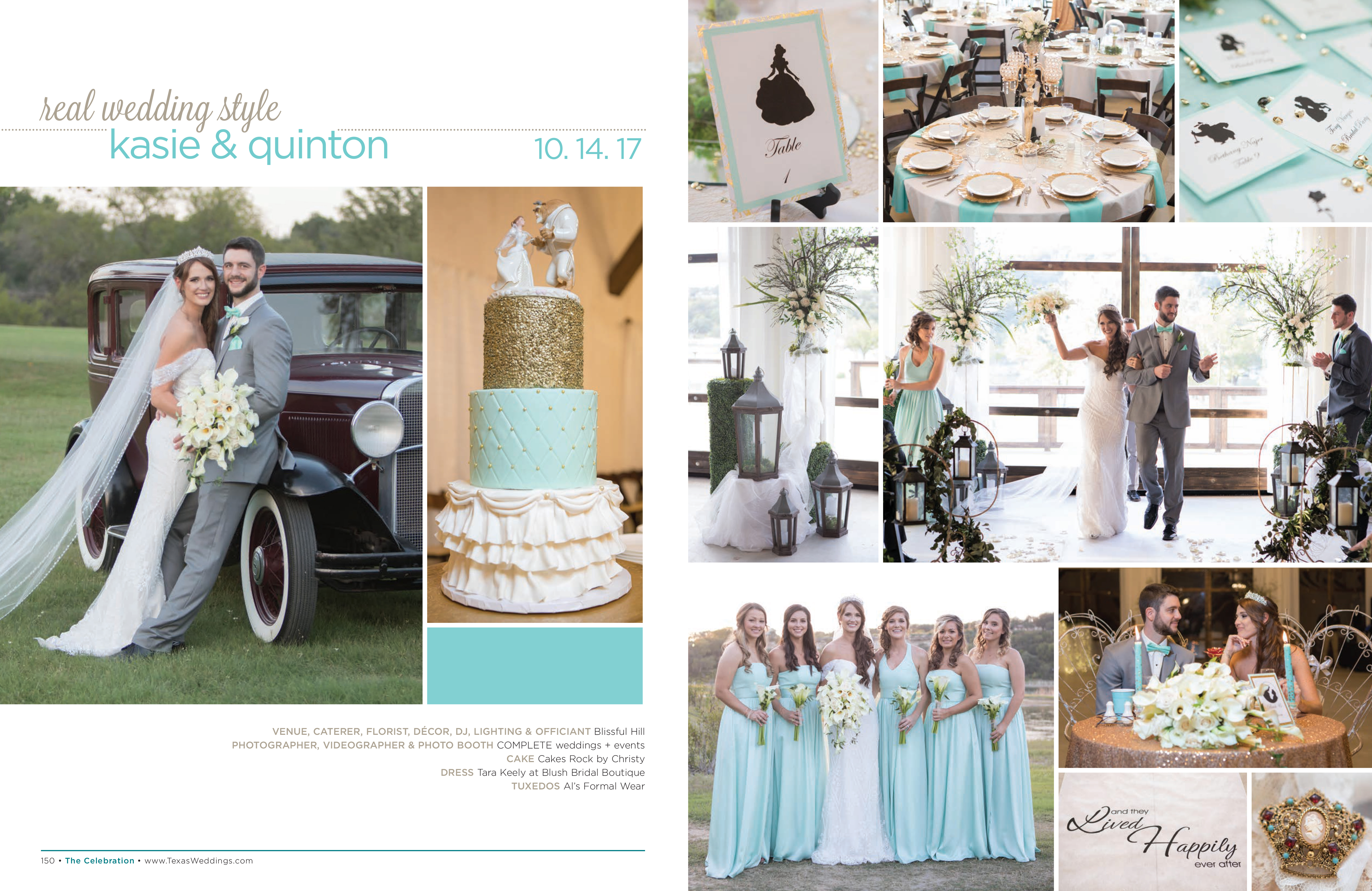 Kasie & Quinton in their Real Wedding Page in the Spring/Summer 2018 Texas Wedding Guide