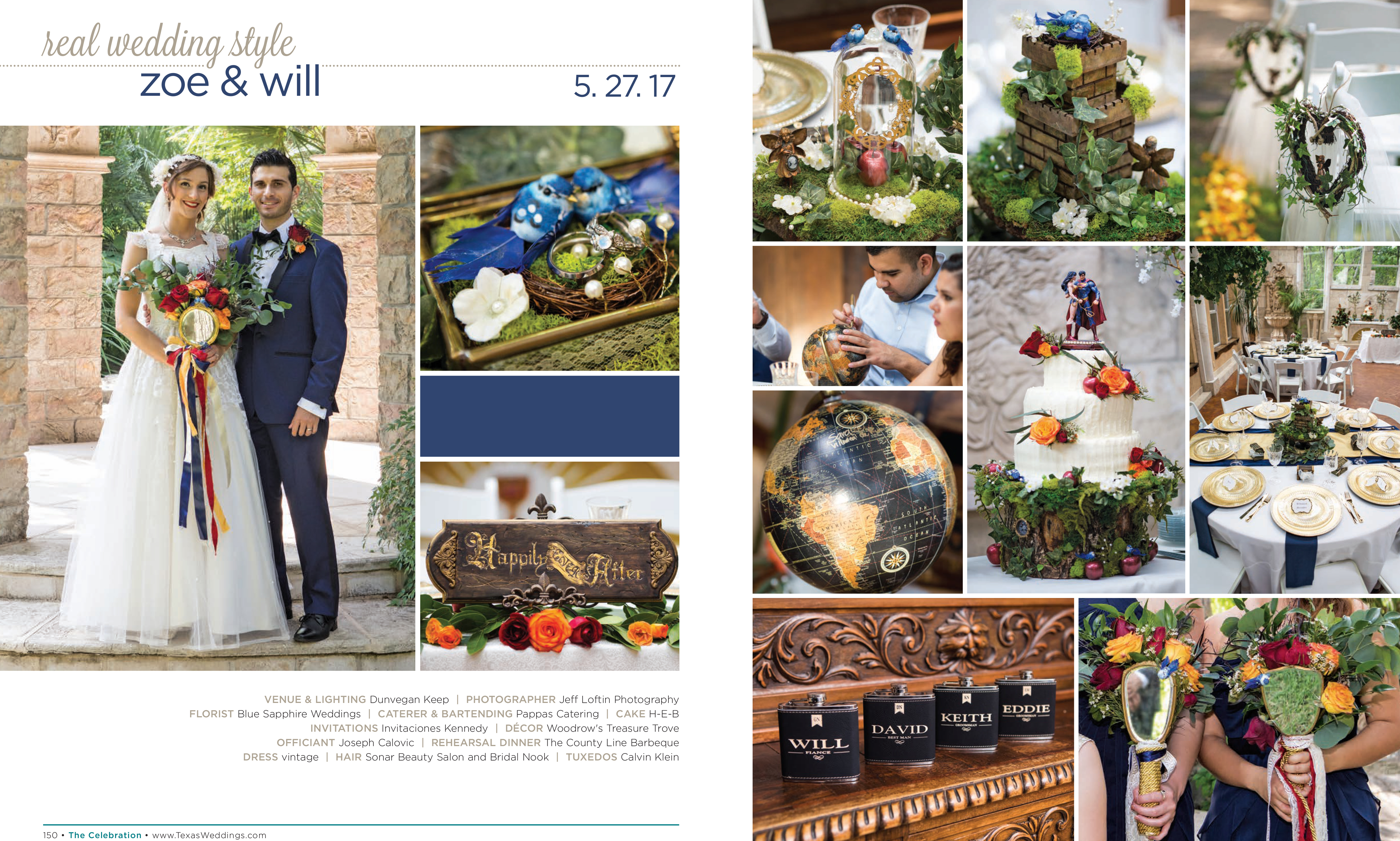 Zoe & Will in their Real Wedding Page in the Fall/Winter 2018 Texas Wedding Guide