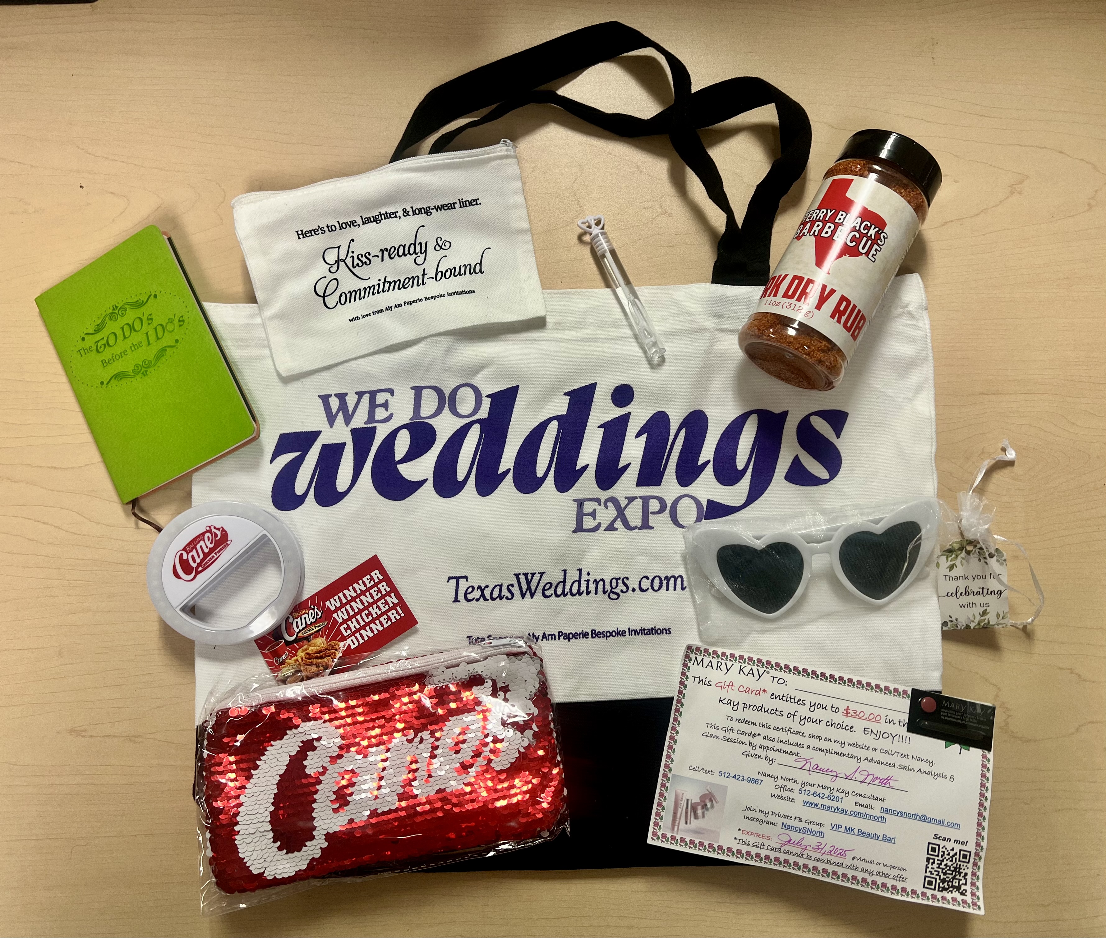 We Do Weddings Expo VIP tote bag with sponsor gifts and goodies