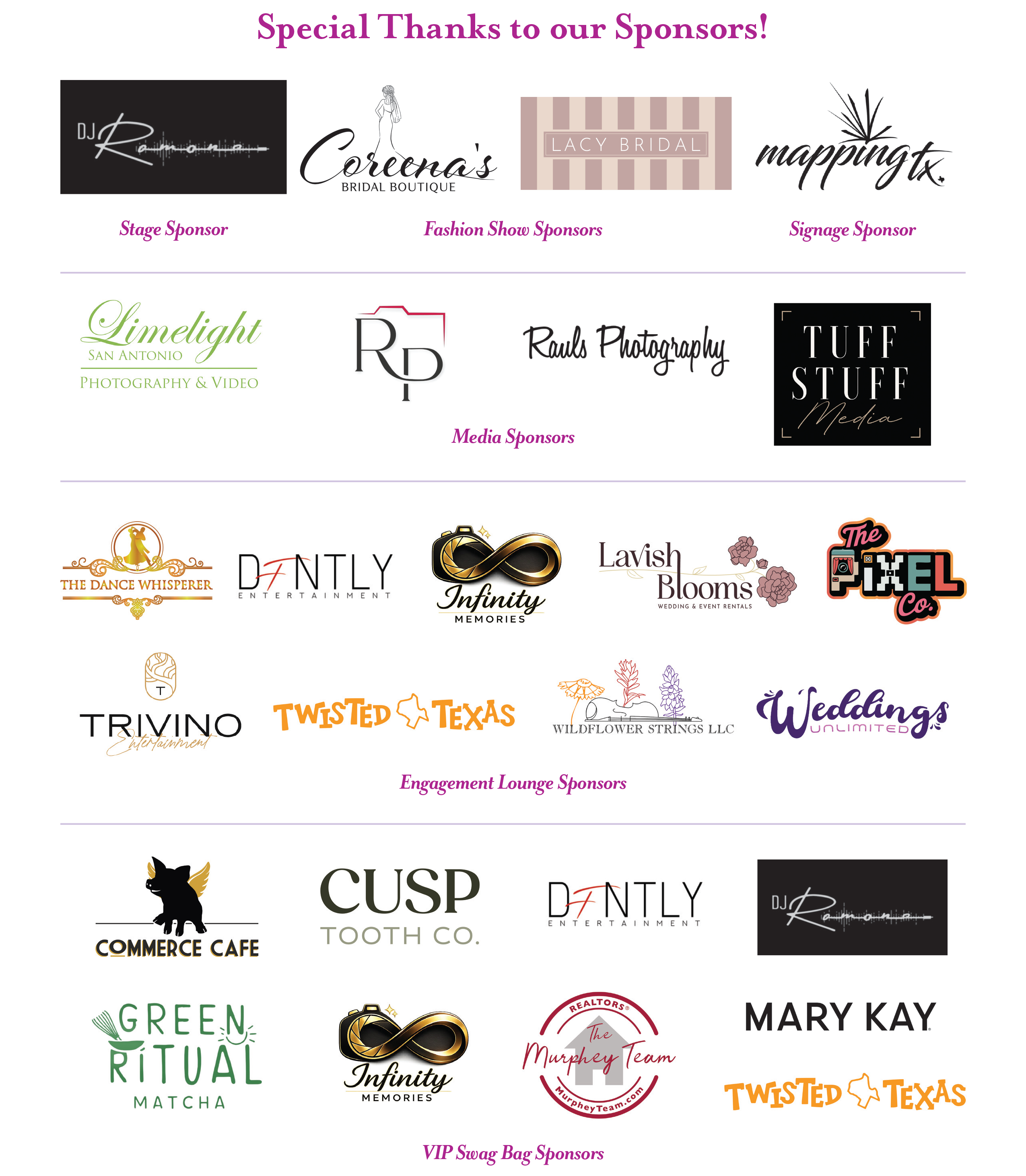 We Do Weddings Expo sponsors